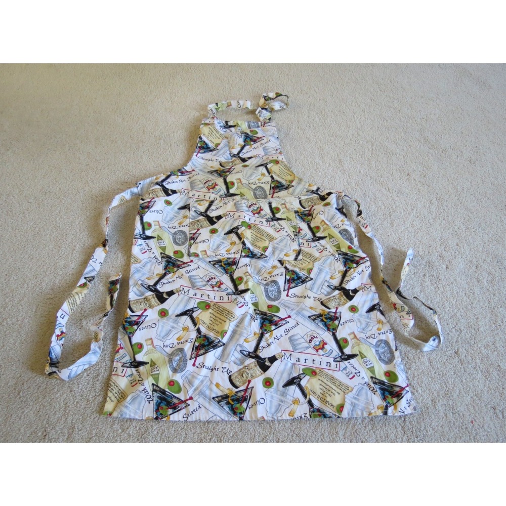 Martini Wine Glass Kitchen Apron Multicolor Cotton Made in Italy